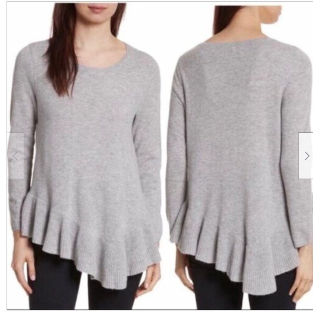 Joie Grey Sweater with Ruffle Hem Size XS